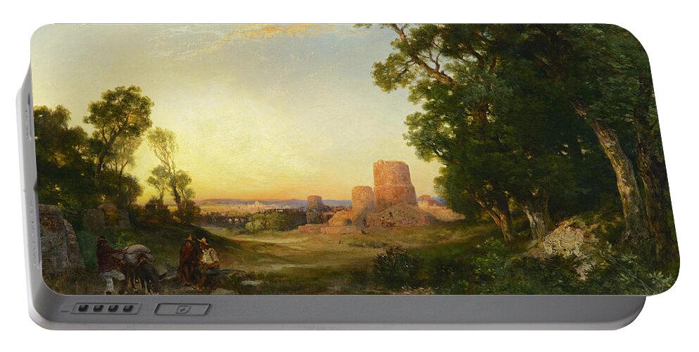 Thomas Moran Portable Battery Charger featuring the painting Tula the Ancient Capital of Mexico by Thomas Moran