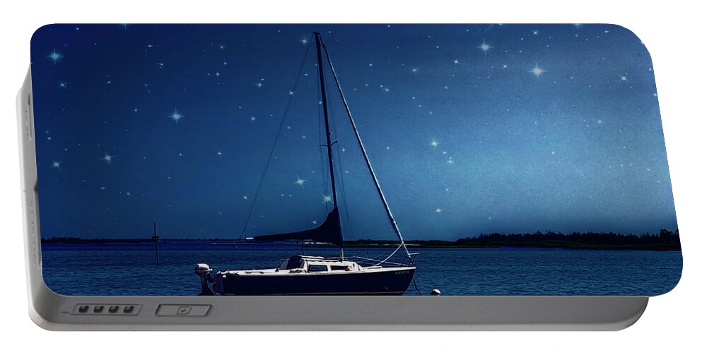 Sailboat Portable Battery Charger featuring the photograph Under The Stars by Cathy Kovarik