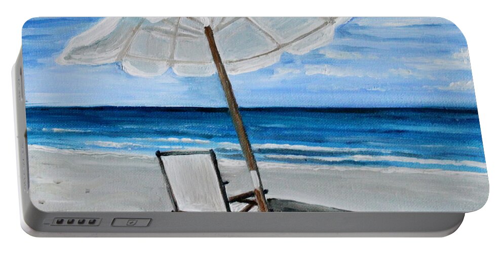 Umbrella Portable Battery Charger featuring the painting Under the Umbrella #1 by Elizabeth Robinette Tyndall