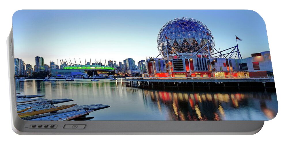 Alex Lyubar Portable Battery Charger featuring the photograph Vancouver Science World Museum #2 by Alex Lyubar