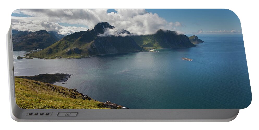 Offersoykammen Portable Battery Charger featuring the photograph View towards Flakstadoya from Offersoykammen #2 by Aivar Mikko