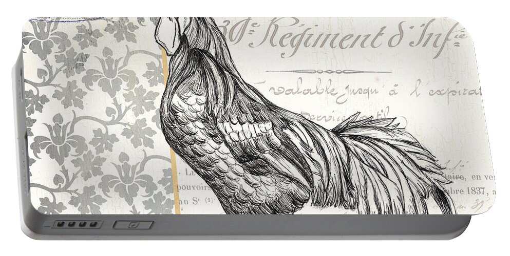 Rooster Portable Battery Charger featuring the painting Vintage Farm 1 by Debbie DeWitt