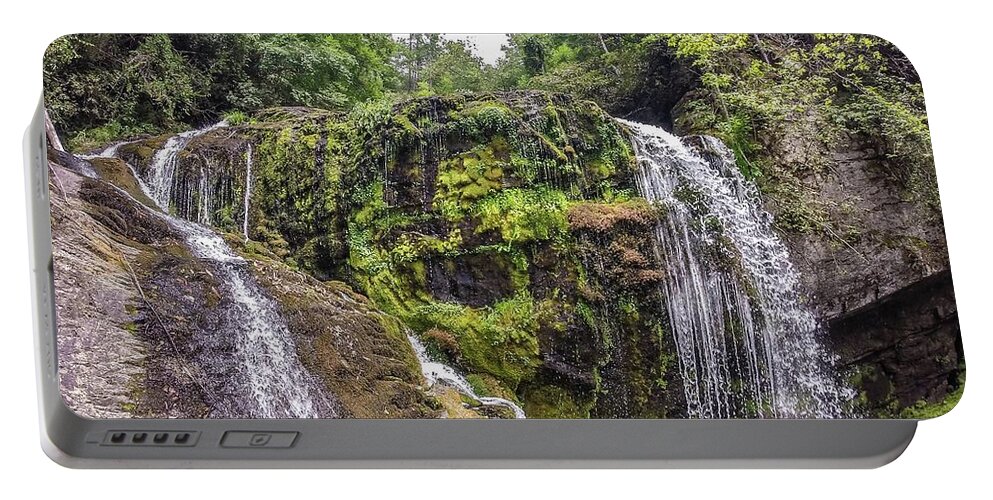 Waterfalls Portable Battery Charger featuring the photograph Waterfalls In The Mountains On Lake Jocassee South Carolina #1 by Alex Grichenko