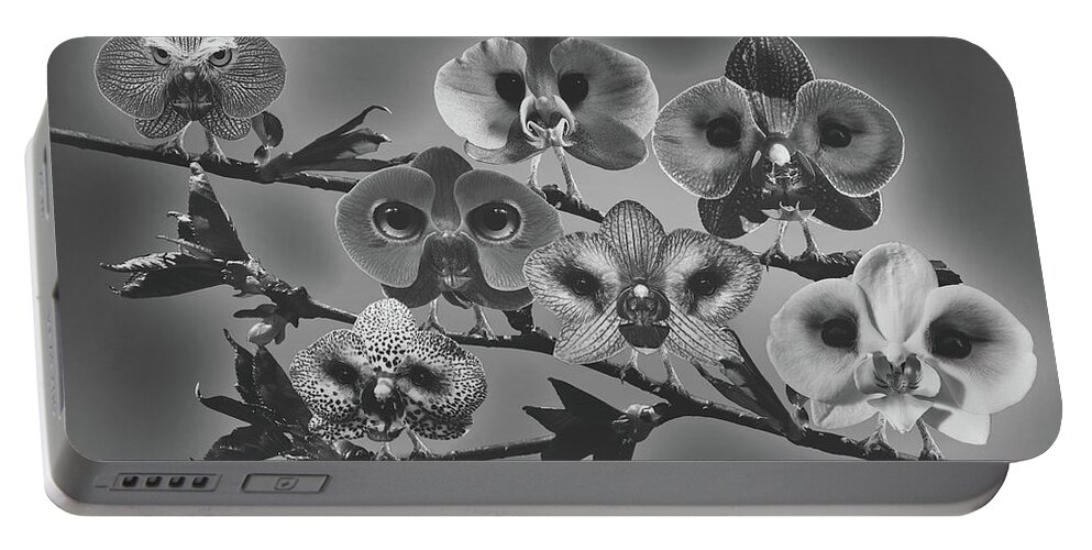 Orchids Portable Battery Charger featuring the mixed media We See You #1 by Mountain Dreams