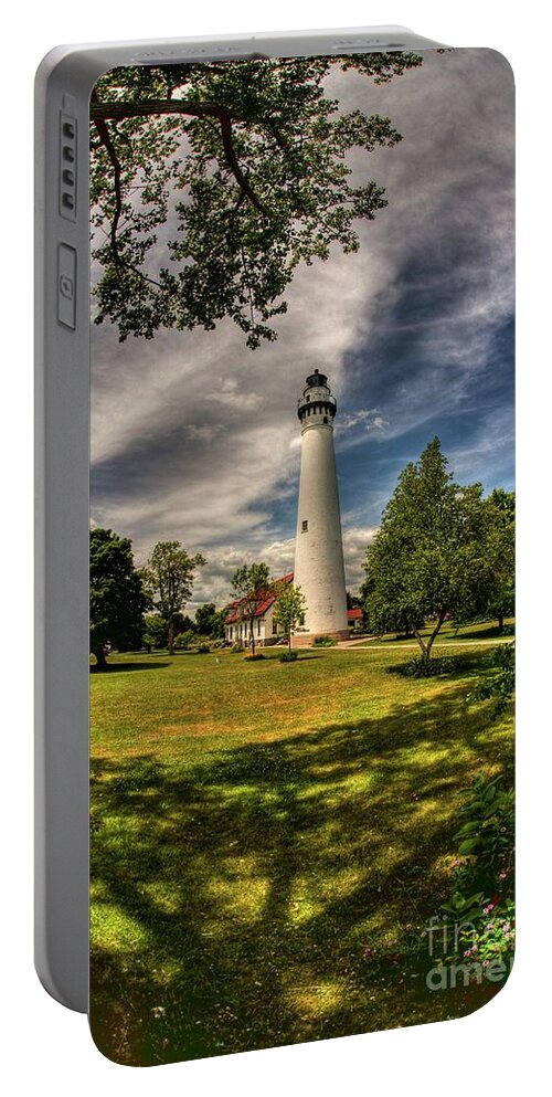 Hdr Portable Battery Charger featuring the photograph Wind Point Lighthouse #1 by David Bearden