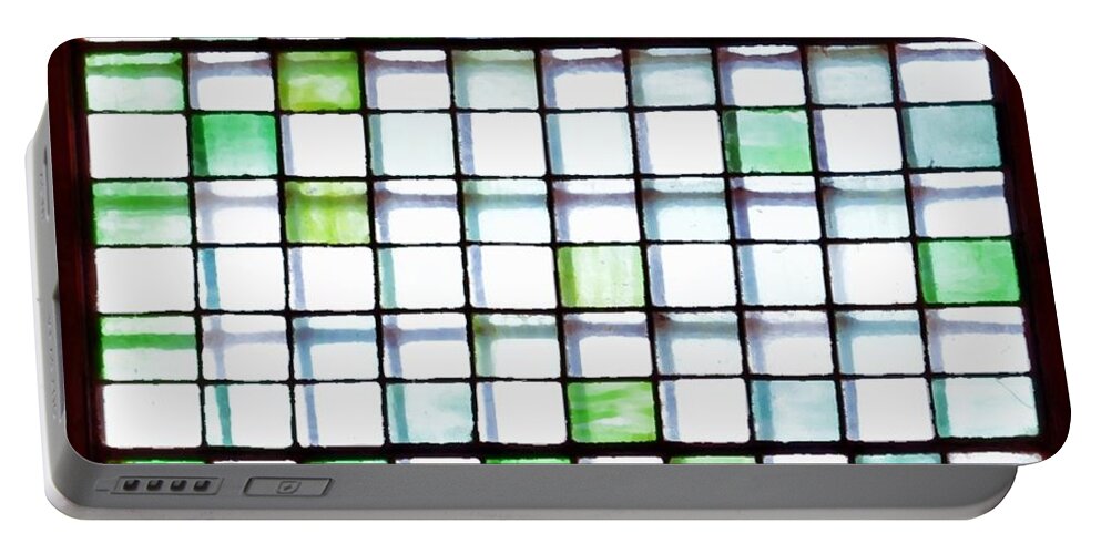 Blue Portable Battery Charger featuring the photograph Stained Glass Window by Sandy Taylor
