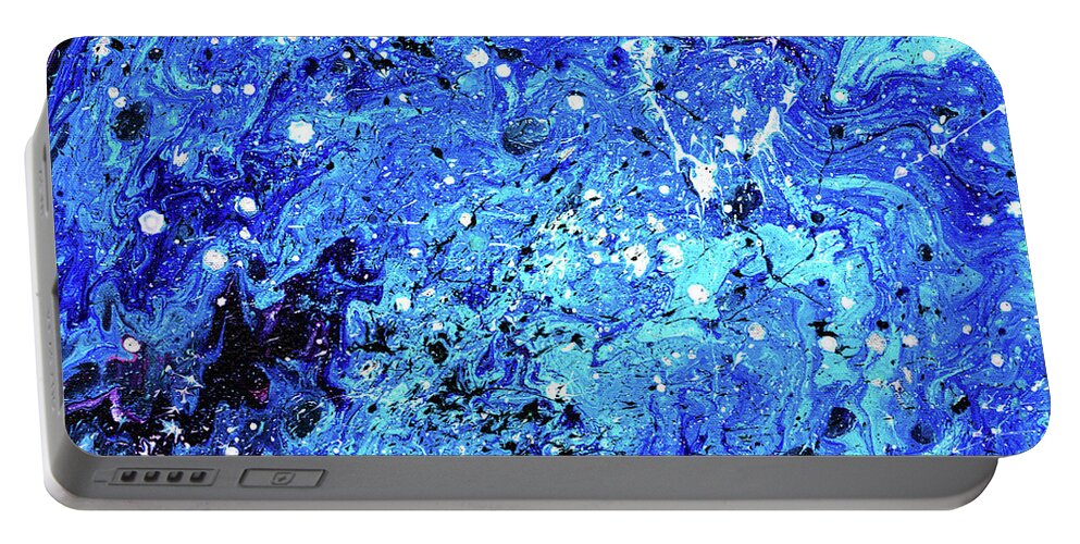 Blue Portable Battery Charger featuring the painting Winter Is Coming by Meghan Elizabeth