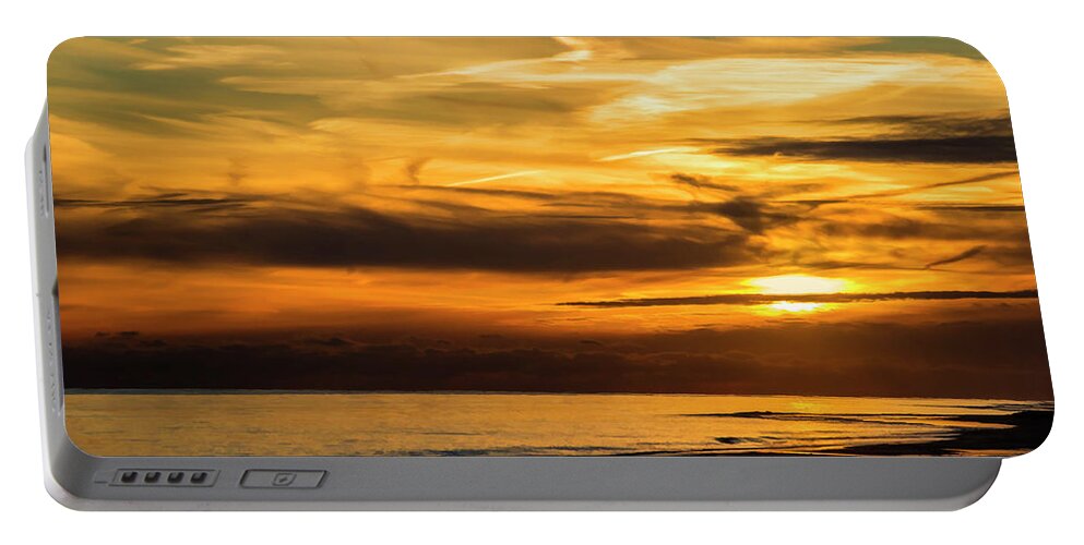 Beach Portable Battery Charger featuring the photograph Winter Sunset #1 by Cathy Kovarik