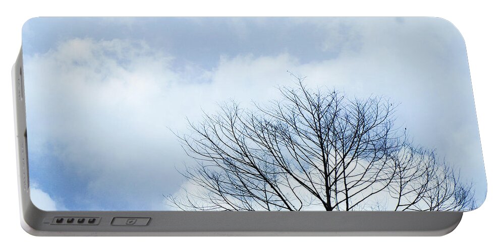 Winter Fall White Sky Portable Battery Charger featuring the photograph Winter Tree by Adelista J