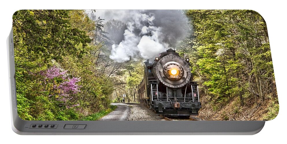 Wmsr Portable Battery Charger featuring the photograph WMSR Steam Engine 734 by Jeannette Hunt