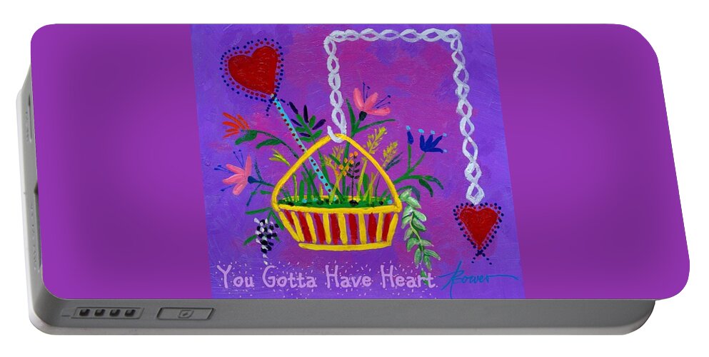 Valentine's Day Portable Battery Charger featuring the painting You Gotta Have Heart by Adele Bower