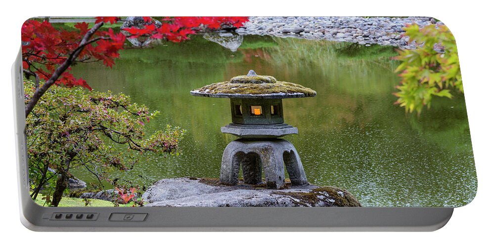 Maple Portable Battery Charger featuring the digital art Japanese Garden, Seattle #10 by Michael Lee