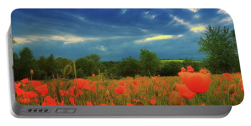 Poppy Portable Battery Charger featuring the digital art Poppy #10 by Maye Loeser