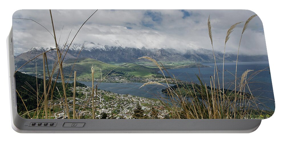 Queenstown Portable Battery Charger featuring the photograph Queenstown New Zealand. Remarkable ranges and lake Wakatipu. #10 by Yurix Sardinelly