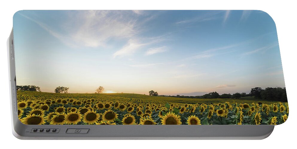 Sunflower Portable Battery Charger featuring the photograph Sunflower Sunset #10 by Ryan Heffron