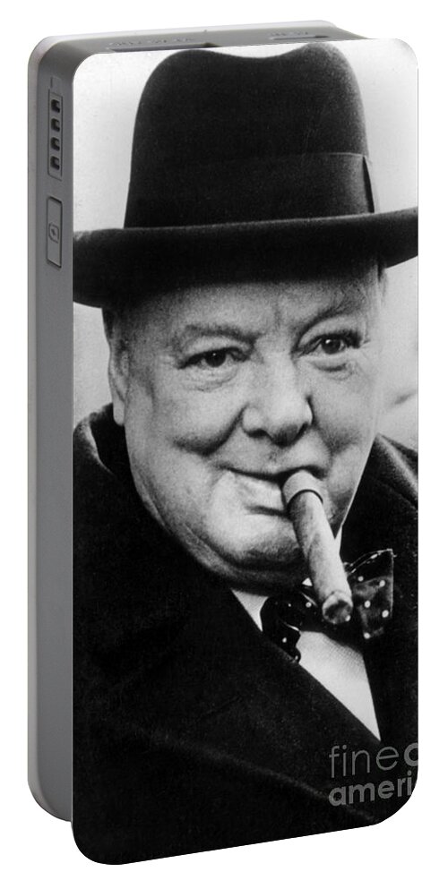 Churchill Portable Battery Charger featuring the photograph Winston Churchill by English School