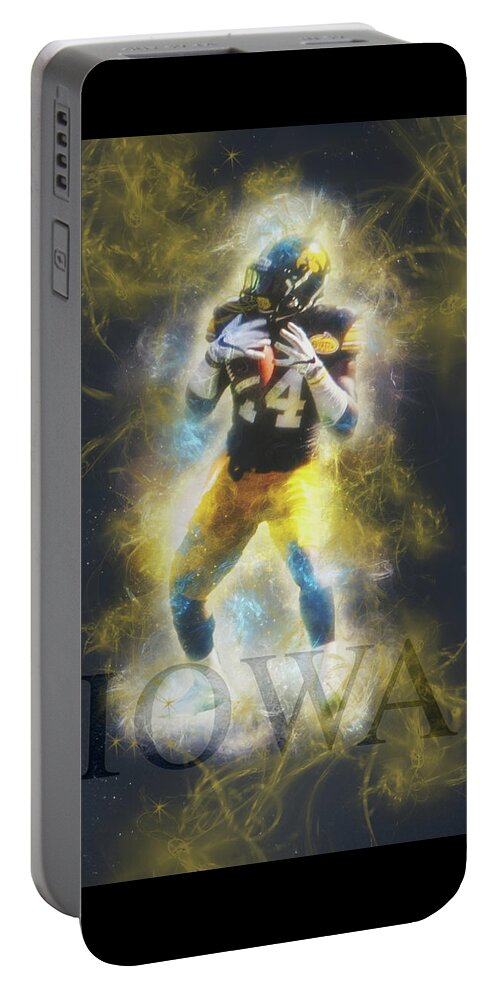 Sports Portable Battery Charger featuring the mixed media 10698 The Receiver by Pamela Williams