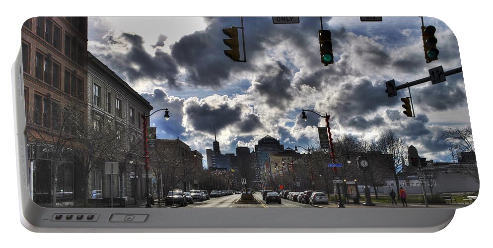 Buffalo Portable Battery Charger featuring the photograph 10dec16 Pearl And Main Street by Michael Frank Jr