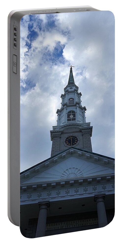 Savannah Georgia Portable Battery Charger featuring the photograph Independent Presbyterian Church of Savannah by Laurie Perry