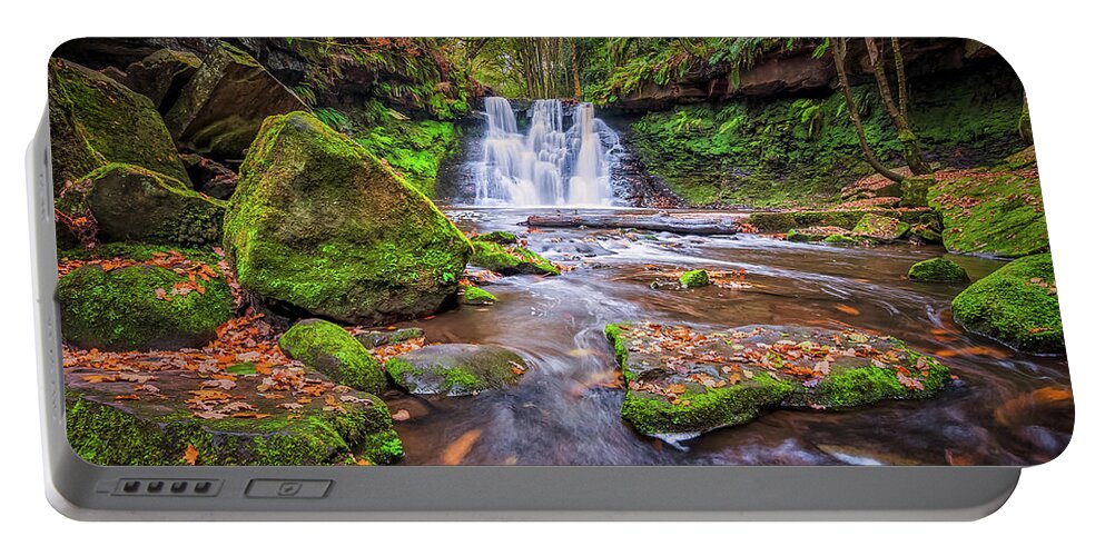 Waterfall Portable Battery Charger featuring the photograph Goit Stock Waterfall by Mariusz Talarek