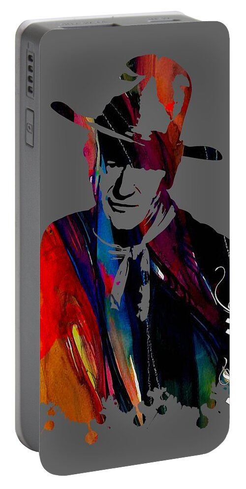 John Wayne Portable Battery Charger featuring the mixed media John Wayne Collection #12 by Marvin Blaine