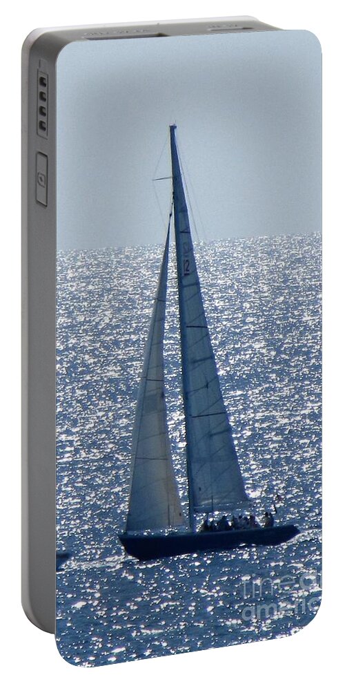 Sailing Portable Battery Charger featuring the photograph 12 Meter Yachts by Neil Zimmerman