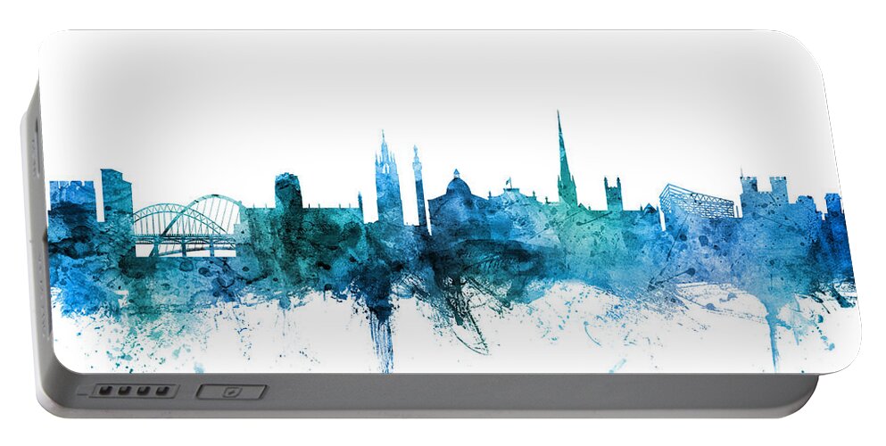 Newcastle Portable Battery Charger featuring the digital art Newcastle England Skyline by Michael Tompsett