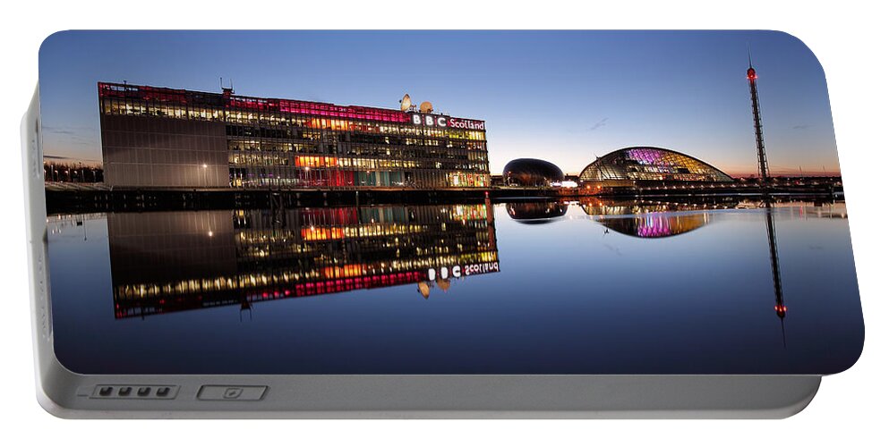  Architecture Portable Battery Charger featuring the photograph River Clyde Reflections #10 by Grant Glendinning
