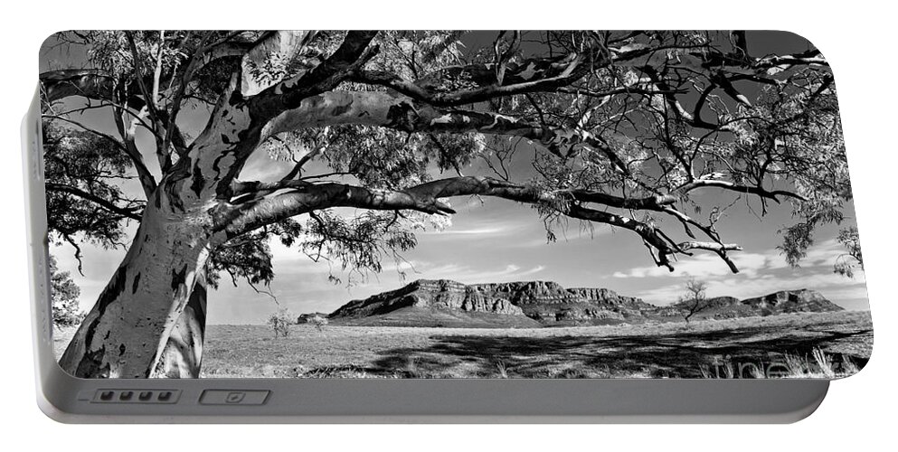Wilpena Pound Flinders Ranges South Australia Outback Landscape B&w Black And White Monochrome Portable Battery Charger featuring the photograph Wilpena Pound #12 by Bill Robinson
