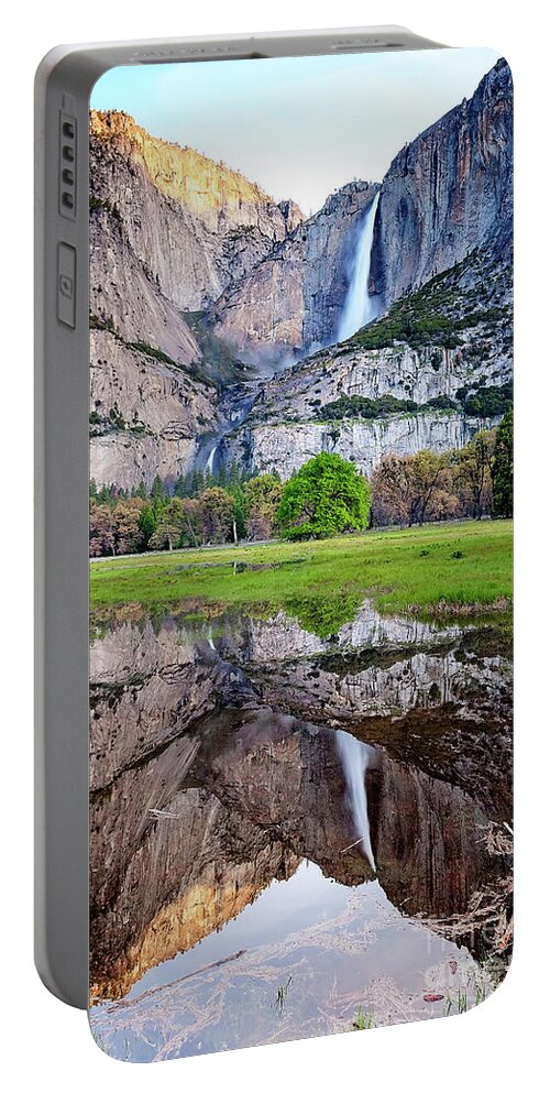Yosemite Portable Battery Charger featuring the photograph 1248 Yosemite Falls Reflection by Steve Sturgill