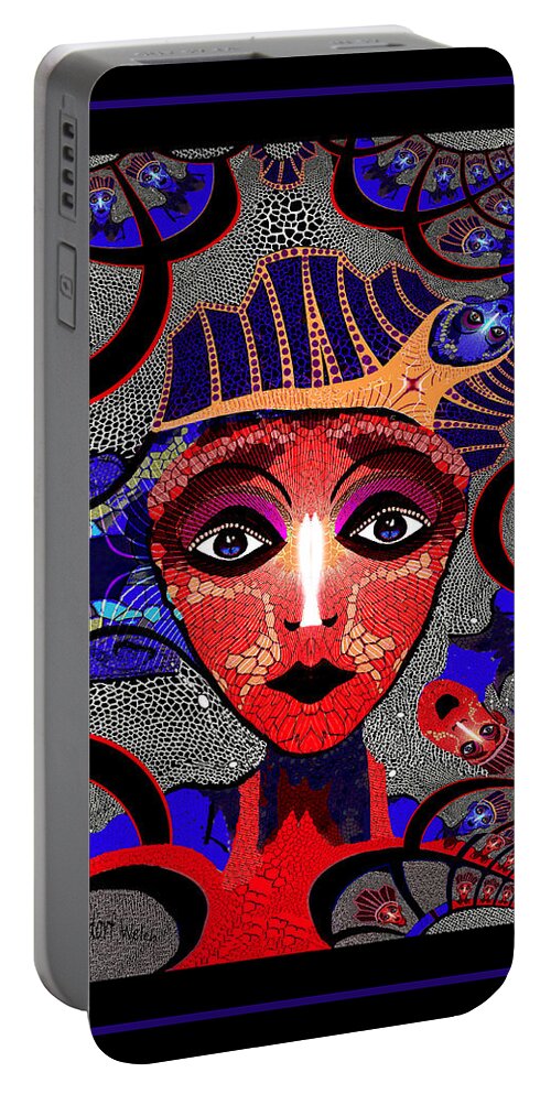 1284 Portable Battery Charger featuring the digital art 1284 -  Astonished Little Face 2017 by Irmgard Schoendorf Welch