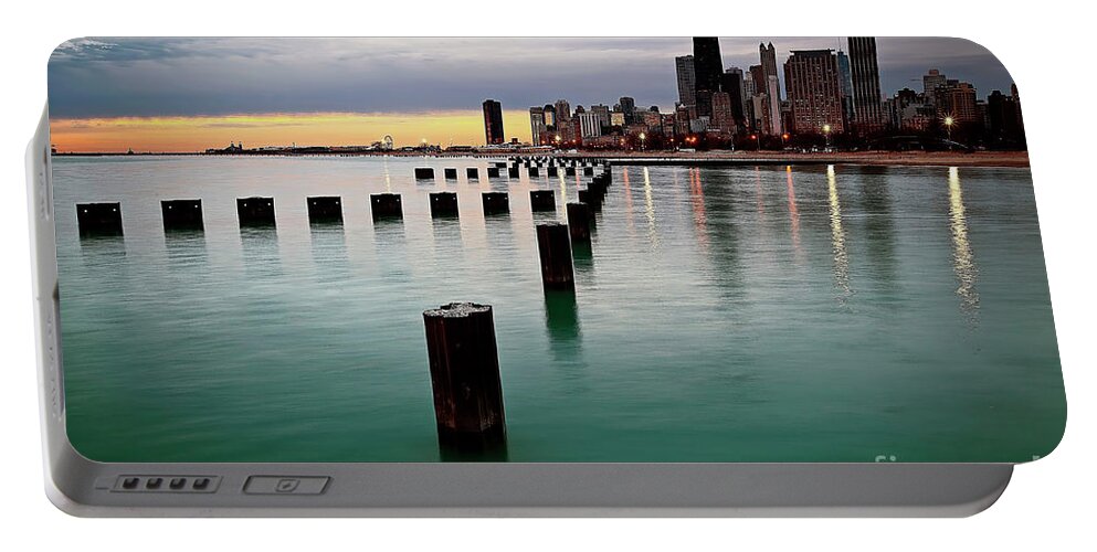 Chicago Portable Battery Charger featuring the photograph 1322 Sentinels of the City by Steve Sturgill