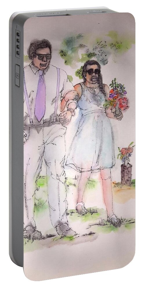 Wedding. Summer Portable Battery Charger featuring the painting The Wedding Album #14 by Debbi Saccomanno Chan