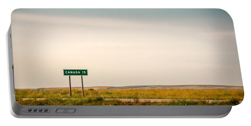 Sign Portable Battery Charger featuring the photograph 15 Miles from the Border by Todd Klassy