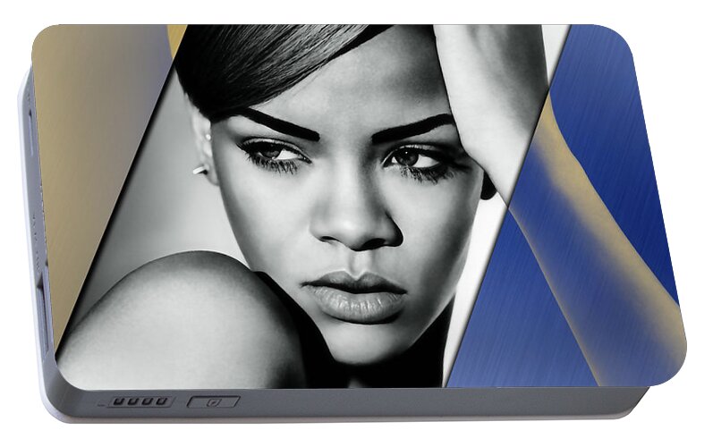 Rihanna Portable Battery Charger featuring the mixed media Rihanna Collection #15 by Marvin Blaine