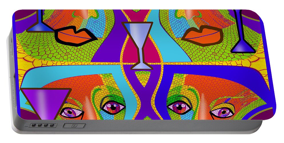 1688 Funny Faces 2017 Portable Battery Charger featuring the digital art 1688 - Funny Faces 2017 by Irmgard Schoendorf Welch