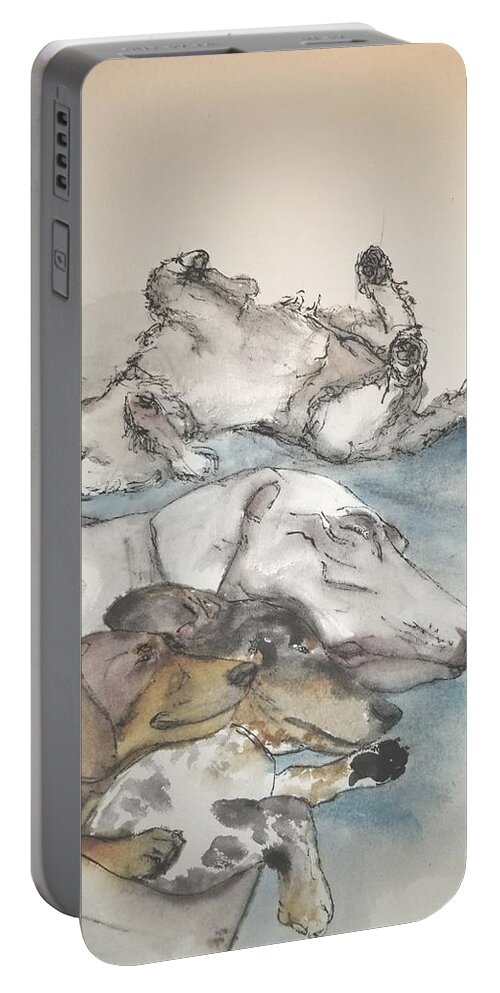Dogs. In Repose Portable Battery Charger featuring the painting For Love Of A Dog Album #17 by Debbi Saccomanno Chan