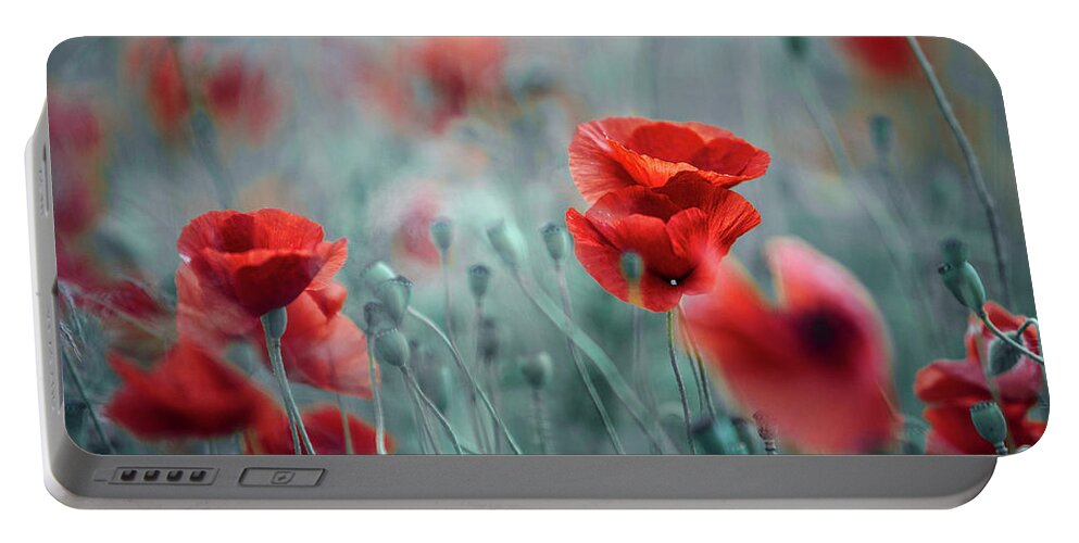 Poppy Portable Battery Charger featuring the photograph Summer Poppy Meadow by Nailia Schwarz