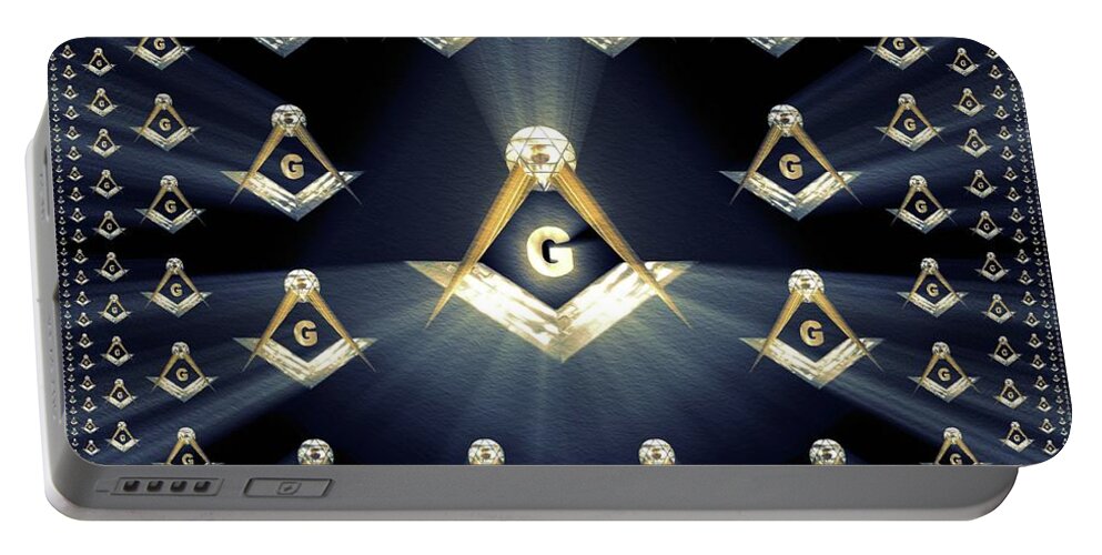 Freemason Portable Battery Charger featuring the painting Freemason, Masonic, Symbols #18 by Esoterica Art Agency