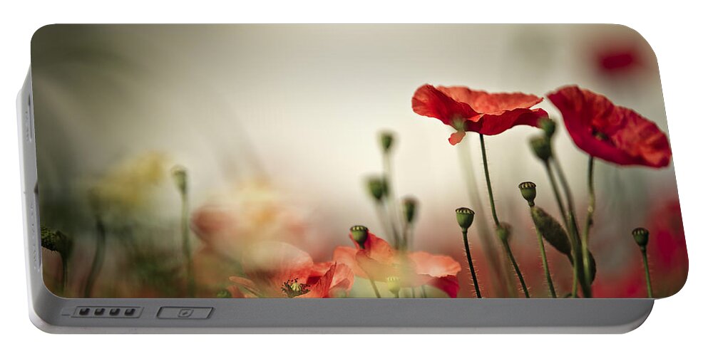 Poppy Portable Battery Charger featuring the photograph Poppy Meadow by Nailia Schwarz
