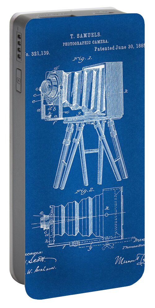 Patent Portable Battery Charger featuring the digital art 1885 Camera US Patent Invention Drawing - Blueprint by Todd Aaron