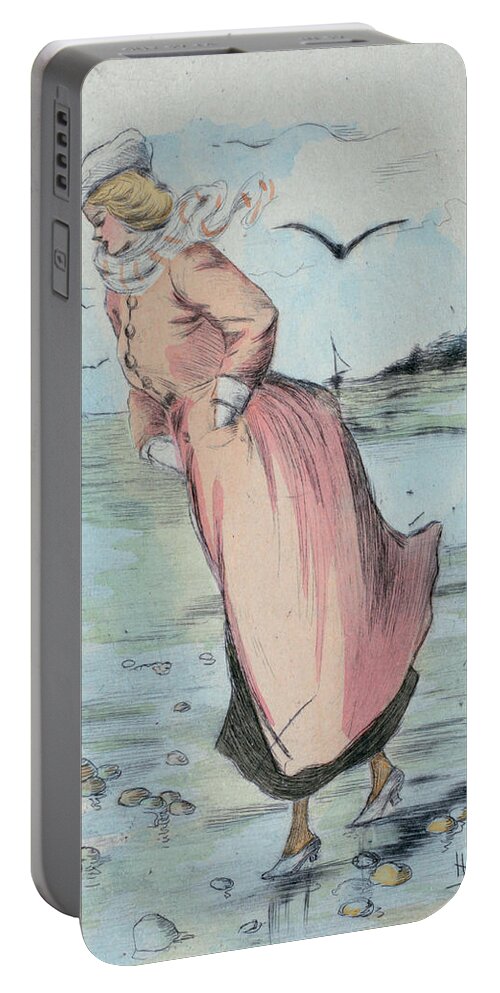 1888 Portable Battery Charger featuring the drawing 1888 Paris France Fashion Drawing by Movie Poster Prints
