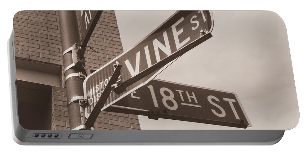 Jazz Portable Battery Charger featuring the photograph 18th and Vine by Pamela Williams