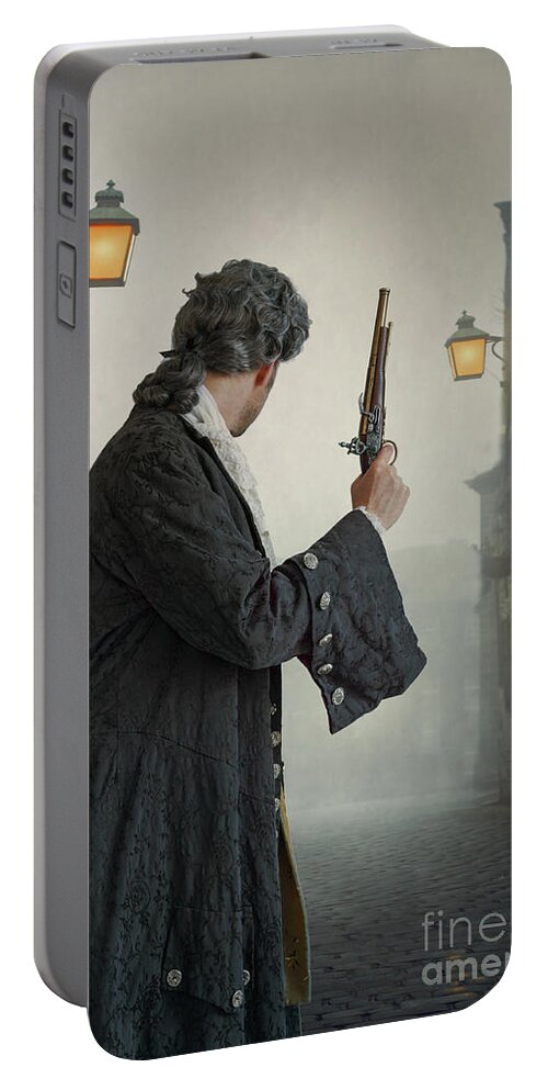 Georgian Portable Battery Charger featuring the photograph 18th Century Gentleman With Flintlock Pistol by Lee Avison