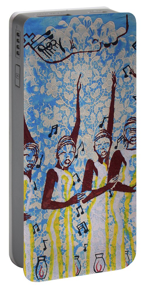 Jesus Portable Battery Charger featuring the painting The Wise Virgins #19 by Gloria Ssali