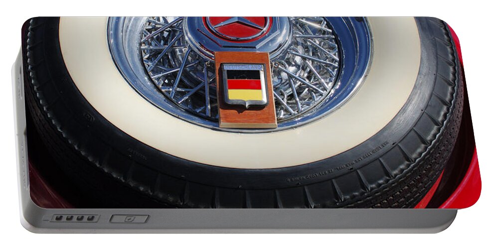 Car Portable Battery Charger featuring the photograph 1934 Mercedes Benz 500K Roadster 8 Spare Tire by Jill Reger