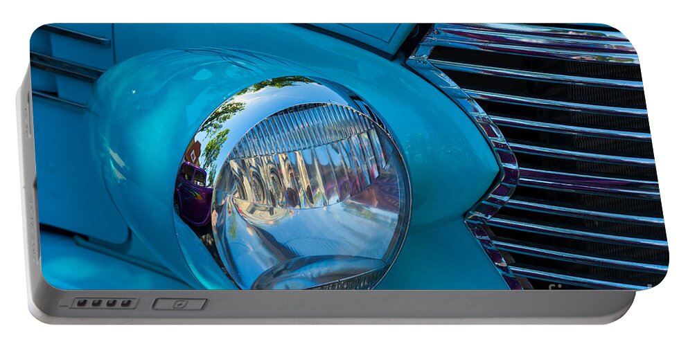 Images Portable Battery Charger featuring the photograph 1936 Chevy Coupe Headlight and Grill by Rick Bures