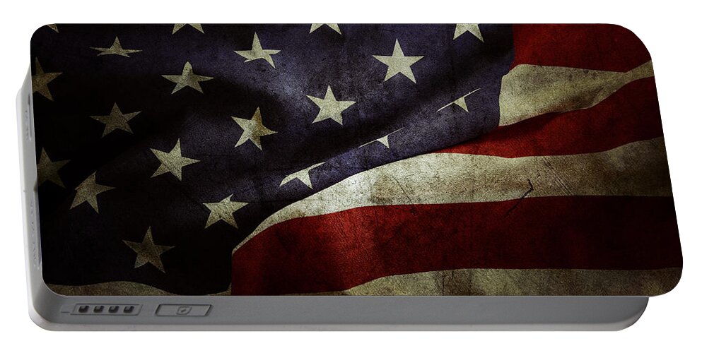 American Flag Portable Battery Charger featuring the photograph American flag 78 by Les Cunliffe