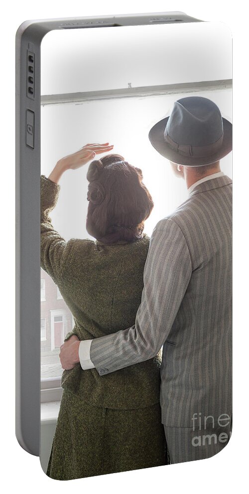 Woman Portable Battery Charger featuring the photograph 1940s Couple At The Window by Lee Avison