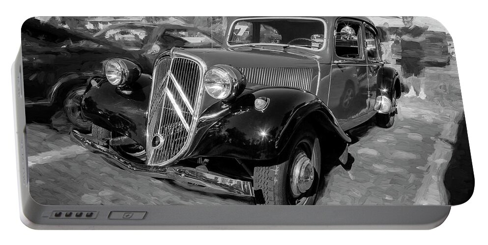 1953 Citroen Tarction Avant Portable Battery Charger featuring the photograph 1953 Citroen Traction Avant BW by Rich Franco